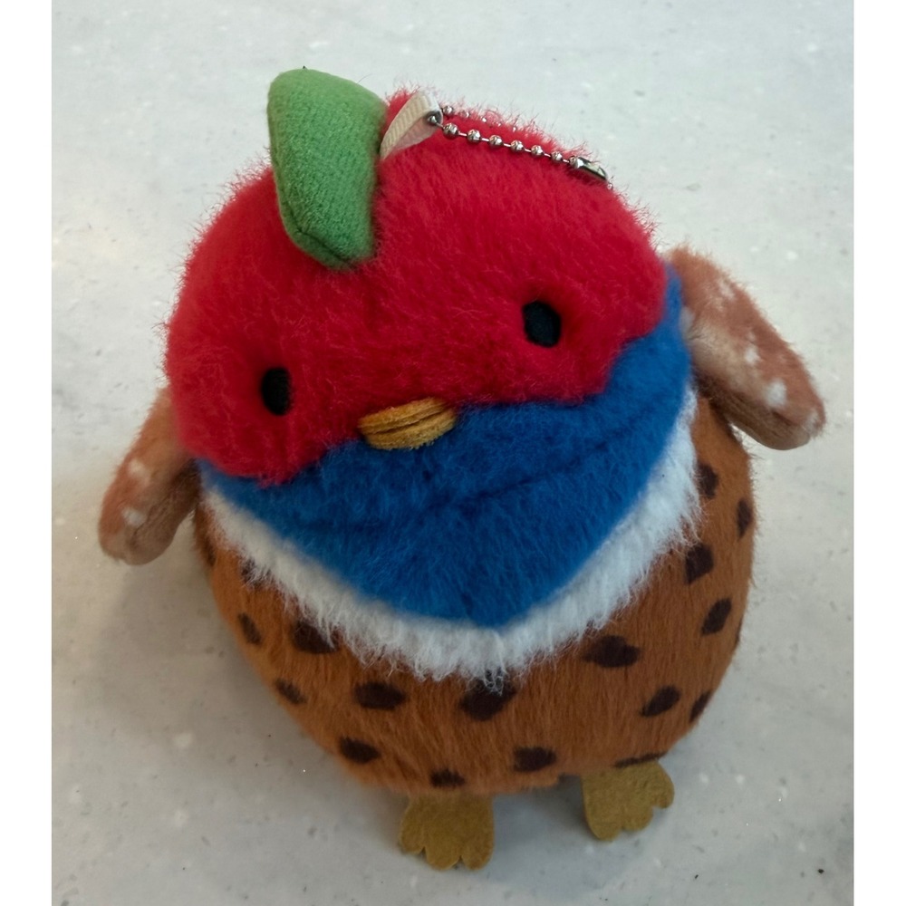 Duoai Round Bird Plush Keychain Bag Charm Red Blue Spotted DA1659 4.5 inch